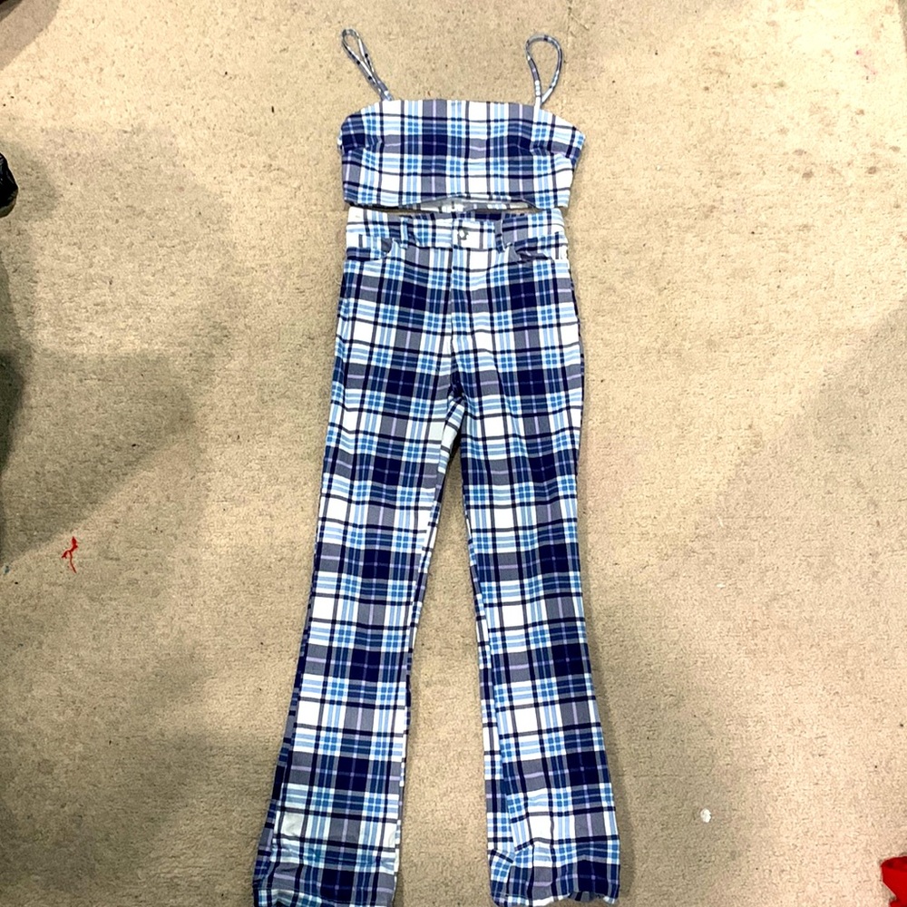 Plaid pants and matching top